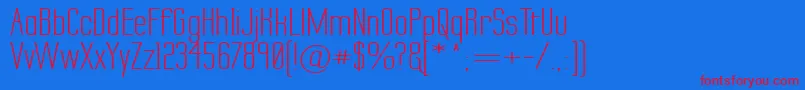 LabtopSecundoWide-Schriftart – Rote Schriften auf blauem Hintergrund
