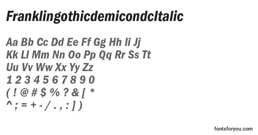 Schriftart FranklingothicdemicondcItalic – Alphabet, Zahlen, spezielle Symbole