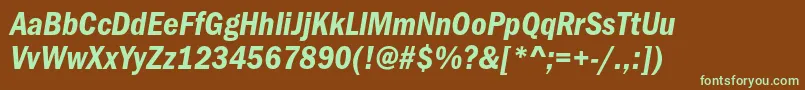 FranklingothicdemicondcItalic-fontti – vihreät fontit ruskealla taustalla