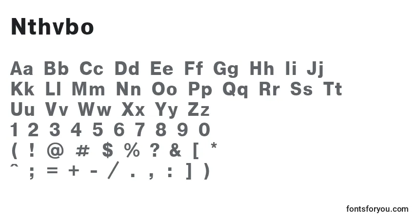 Шрифт Nthvbo – алфавит, цифры, специальные символы