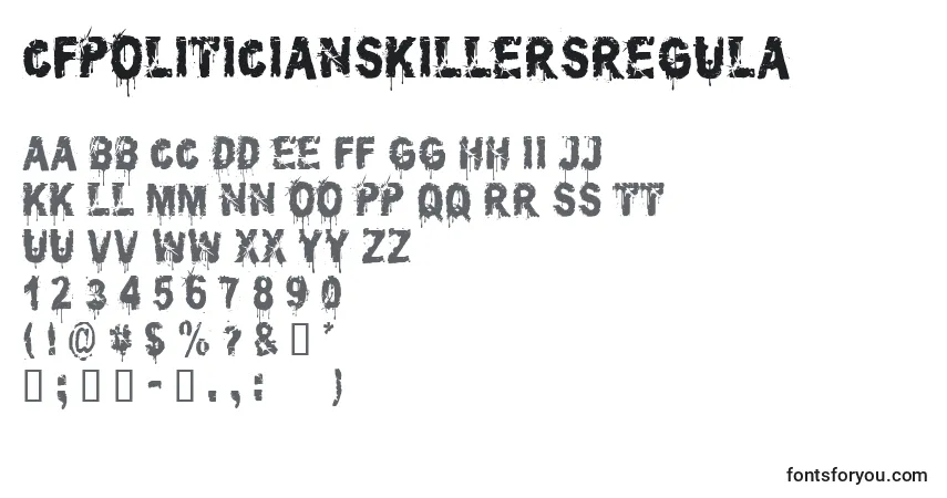 Czcionka CfpoliticianskillersRegula – alfabet, cyfry, specjalne znaki