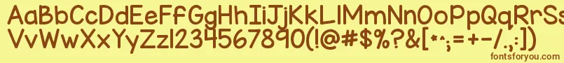 Kgmisskindychunky Font – Brown Fonts on Yellow Background