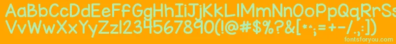 フォントKgmisskindychunky – オレンジの背景に緑のフォント