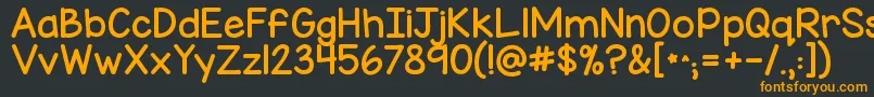 Kgmisskindychunky-Schriftart – Orangefarbene Schriften auf schwarzem Hintergrund