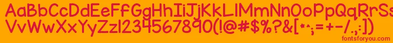 Kgmisskindychunky Font – Red Fonts on Orange Background