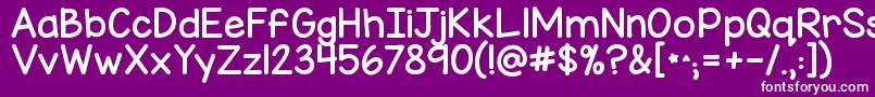 フォントKgmisskindychunky – 紫の背景に白い文字