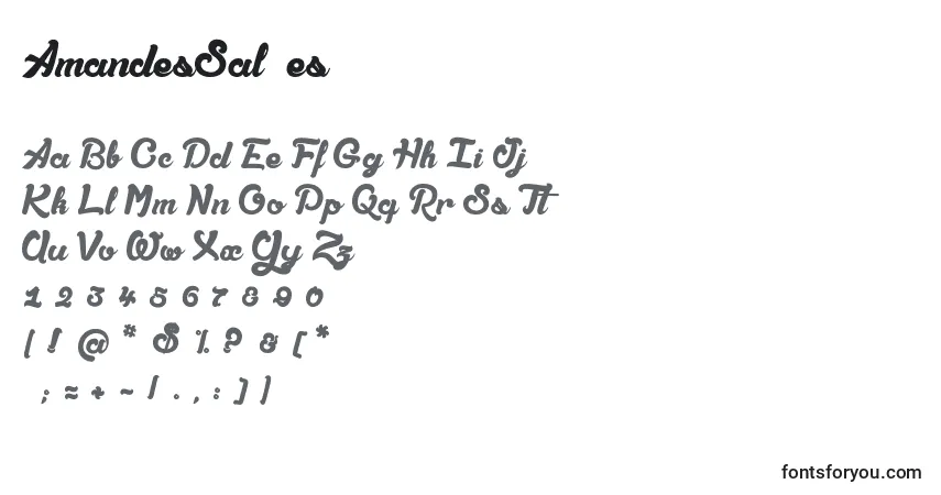 A fonte AmandesSalРІes – alfabeto, números, caracteres especiais