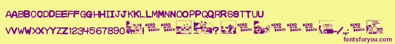 Chara Font – Purple Fonts on Yellow Background
