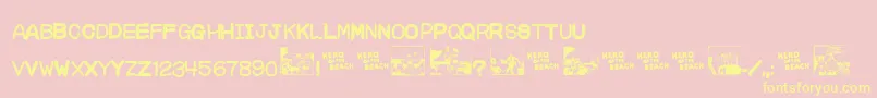 Chara-fontti – keltaiset fontit vaaleanpunaisella taustalla