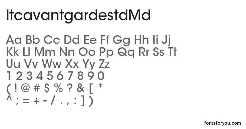 A fonte ItcavantgardestdMd – alfabeto, números, caracteres especiais