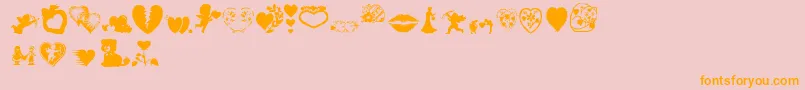 Aosvalentine-Schriftart – Orangefarbene Schriften auf rosa Hintergrund