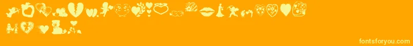 Aosvalentine-Schriftart – Gelbe Schriften auf orangefarbenem Hintergrund