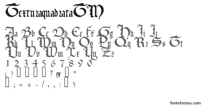 Czcionka TexturaquadrataTM – alfabet, cyfry, specjalne znaki