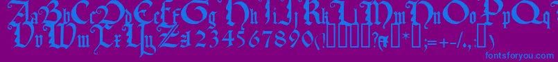 TexturaquadrataTM Font – Blue Fonts on Purple Background