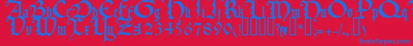 TexturaquadrataTM Font – Blue Fonts on Red Background