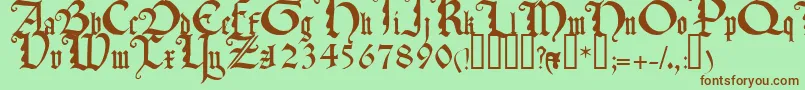 Fonte TexturaquadrataTM – fontes marrons em um fundo verde