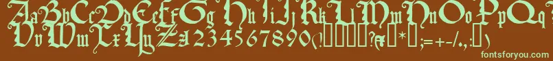 TexturaquadrataTM Font – Green Fonts on Brown Background