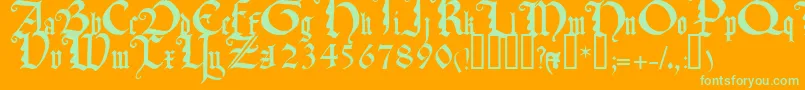 TexturaquadrataTM Font – Green Fonts on Orange Background