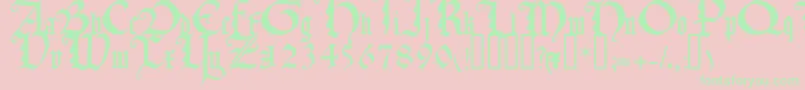 TexturaquadrataTM Font – Green Fonts on Pink Background