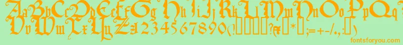 TexturaquadrataTM Font – Orange Fonts on Green Background