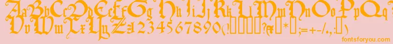 TexturaquadrataTM Font – Orange Fonts on Pink Background