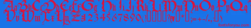 TexturaquadrataTM Font – Red Fonts on Blue Background