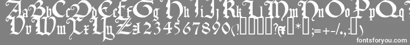 フォントTexturaquadrataTM – 灰色の背景に白い文字