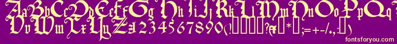 TexturaquadrataTM Font – Yellow Fonts on Purple Background