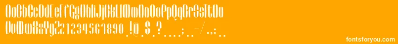 Fsfunkturm-Schriftart – Weiße Schriften auf orangefarbenem Hintergrund