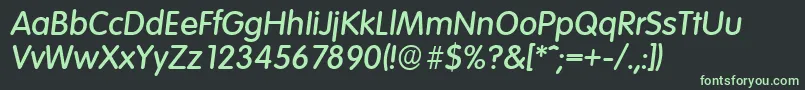 VolkswagenserialMediumItalic Font – Green Fonts on Black Background