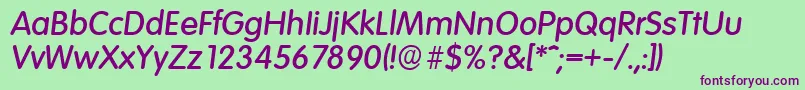 VolkswagenserialMediumItalic Font – Purple Fonts on Green Background