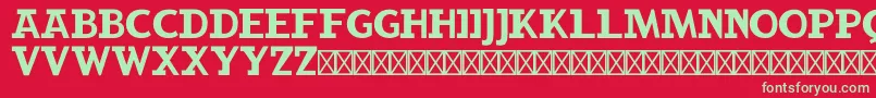 RockbuchetRegular-Schriftart – Grüne Schriften auf rotem Hintergrund