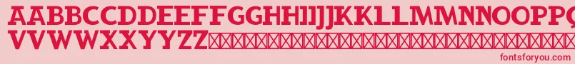 RockbuchetRegular-Schriftart – Rote Schriften auf rosa Hintergrund