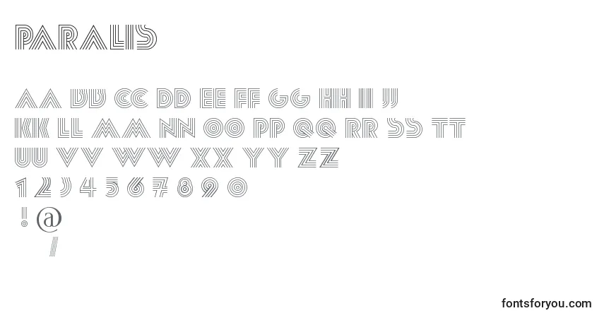 Czcionka Paralis – alfabet, cyfry, specjalne znaki
