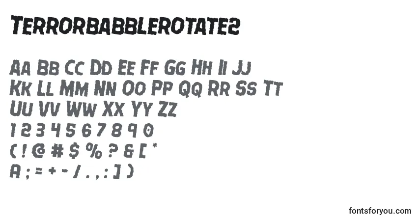 A fonte Terrorbabblerotate2 – alfabeto, números, caracteres especiais
