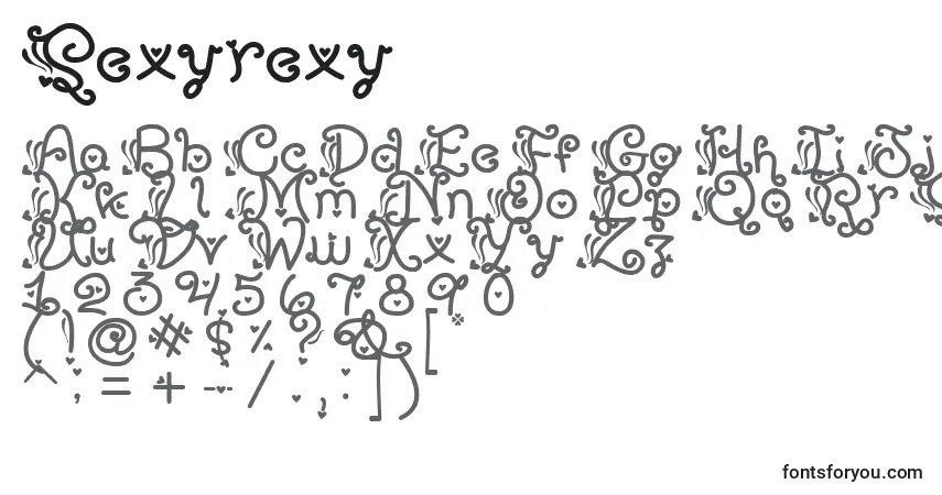 Czcionka Sexyrexy – alfabet, cyfry, specjalne znaki