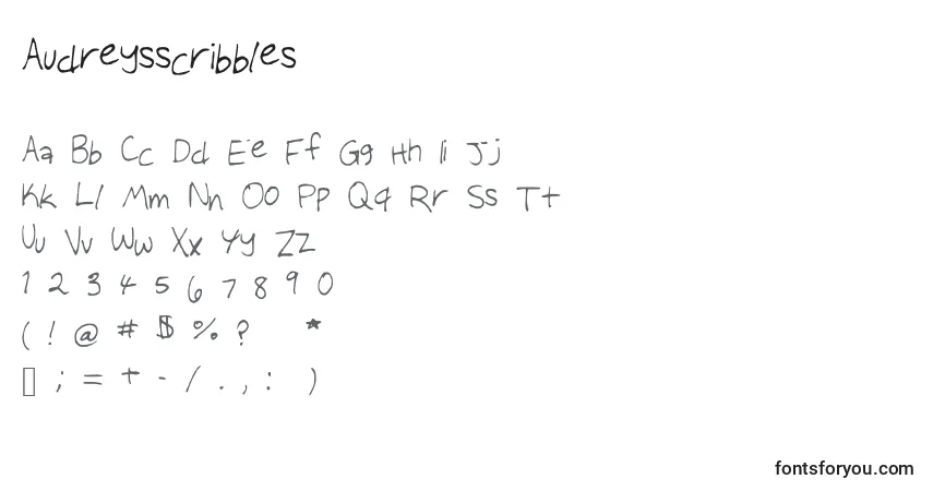 Schriftart Audreysscribbles – Alphabet, Zahlen, spezielle Symbole