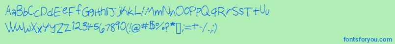 Audreysscribbles Font – Blue Fonts on Green Background