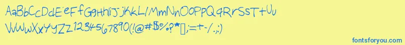 Audreysscribbles Font – Blue Fonts on Yellow Background