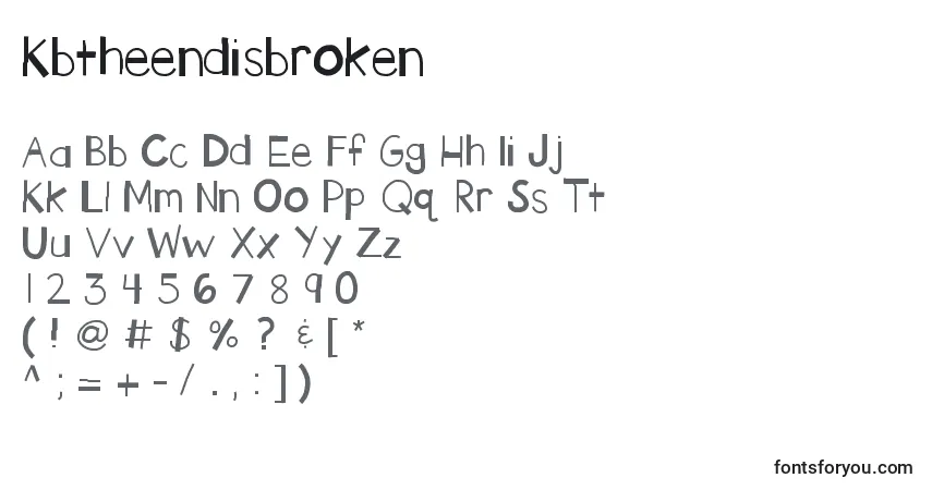 Czcionka Kbtheendisbroken – alfabet, cyfry, specjalne znaki