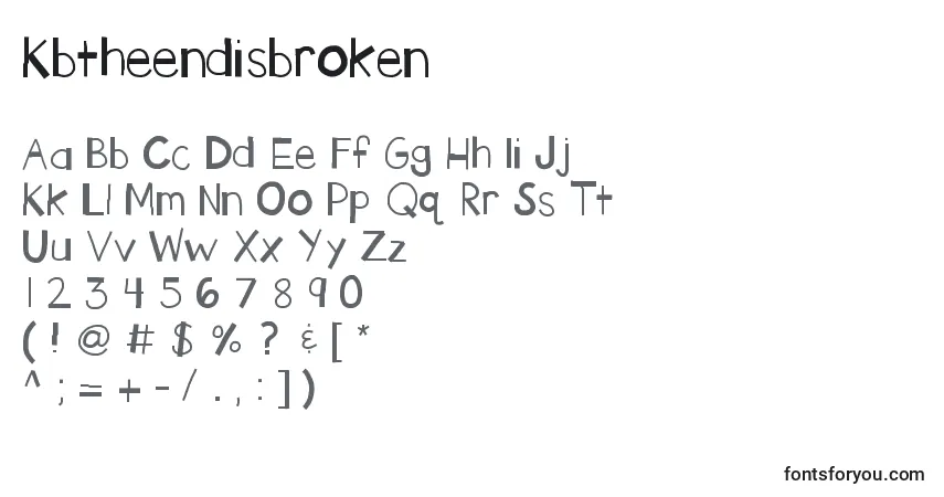 Kbtheendisbroken-fontti – aakkoset, numerot, erikoismerkit