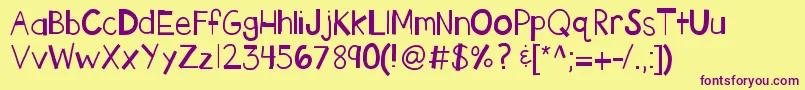 Kbtheendisbroken Font – Purple Fonts on Yellow Background
