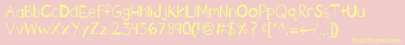 Kbtheendisbroken-Schriftart – Gelbe Schriften auf rosa Hintergrund