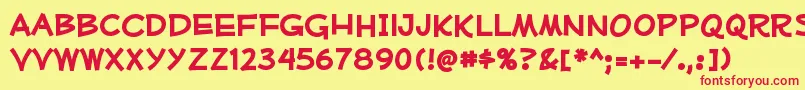 MufferawrgBold Font – Red Fonts on Yellow Background
