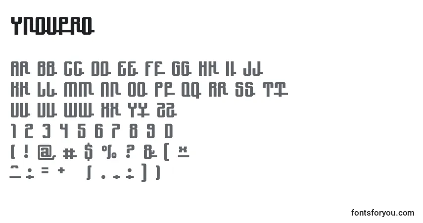 Yndupro-fontti – aakkoset, numerot, erikoismerkit