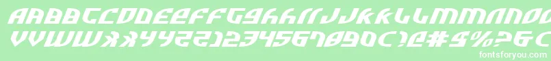 ZoneRiderUltraExpitalic-fontti – valkoiset fontit vihreällä taustalla