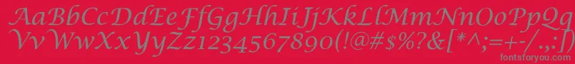 Czcionka SaintgermainCalligraphy – szare czcionki na czerwonym tle