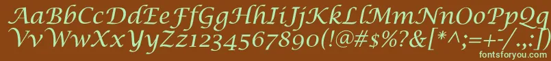 SaintgermainCalligraphy-fontti – vihreät fontit ruskealla taustalla