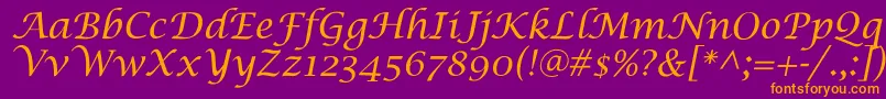 SaintgermainCalligraphy Font – Orange Fonts on Purple Background