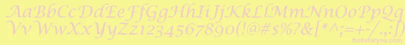 Fonte SaintgermainCalligraphy – fontes rosa em um fundo amarelo